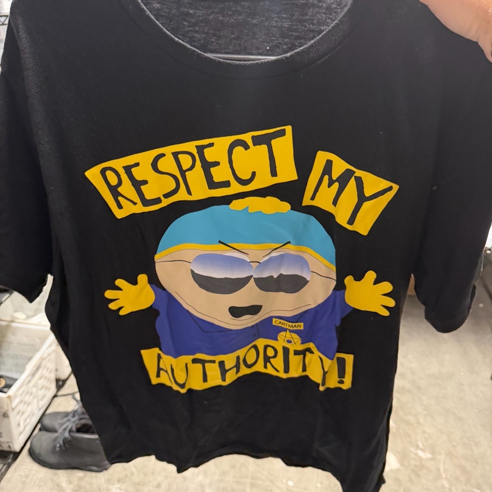 South Park Cartman "Respect My Authority!" Black Graphic Tee